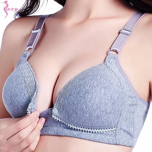 SEXYWG Front Buttons Maternity Breastfeeding Push Up Bra Wireless Lightly Padded Front and Top Open Supportive Breastfeeding