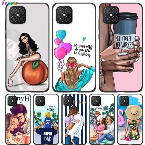 Silicone Cover Lady Dad Mom Baby Girl For Huawei Nova 8 7i 6 5T 5i 5Z 4E 3i 3e 2i SE PRO Lite 4G 5G Phone Case