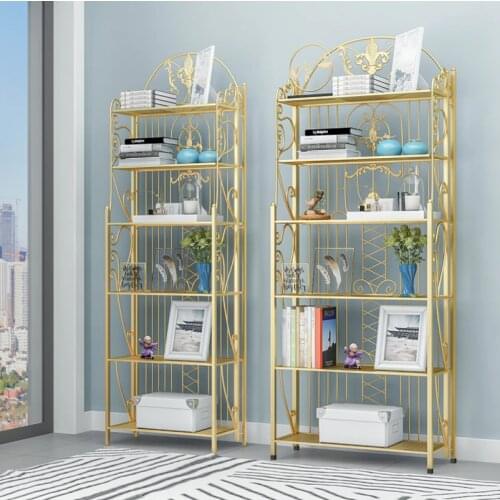 Nordic Light luxury iron shelf bookshelf flower shelf student bookcase creative shelf floor bookcase art display shelf