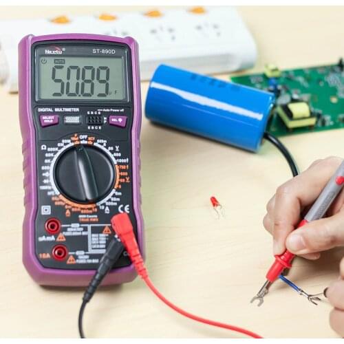 Nicetymeter ST890D Digital Multimeter Manual Range True RMS Meter Handheld 6000 Counts Voltmeter Temperature Test transistor