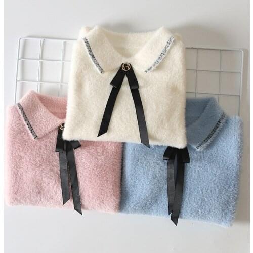 Girls Sweater Kids Coat Outwear 2021 Hot Plus Velvet Thicken Warm Winter Autumn Knitting Tops Cotton Pullover Childrens Clothin