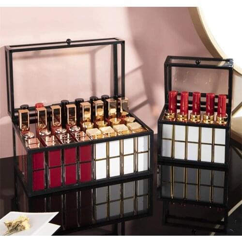 15/24/40 Grids Large Capacity Lipstick Organizer Dust-proof Acrylic Lipstick Storage Box with Lid Cosmetics Nail Polish Holder