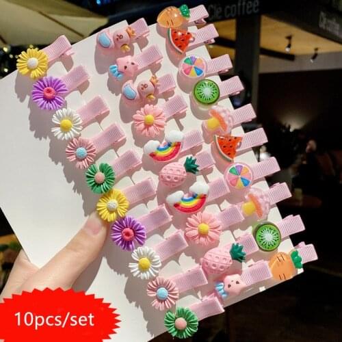 1Set New Girls Cute Cartoon Flower Fruit Hairpins Kids Sweet Hair Clips Barrettes Hair Ornament Baby Fashion Hair Accessories