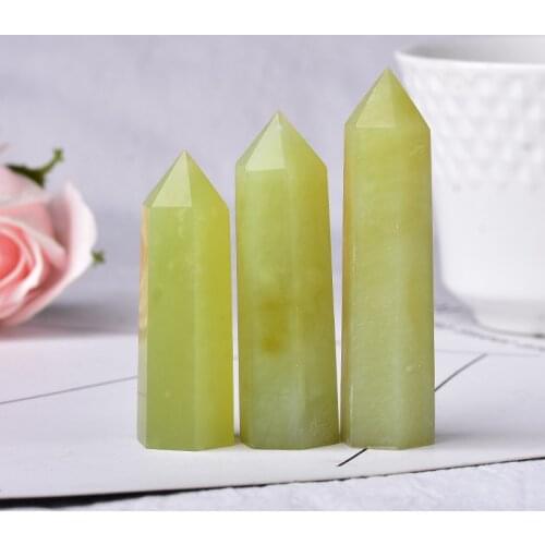1PC Natural Stone Crystal Point Xiuyan Jade Reiki Energy Reiki Obelisk Tower Quartz Wand Beautiful Ornament for Home Decor Gift
