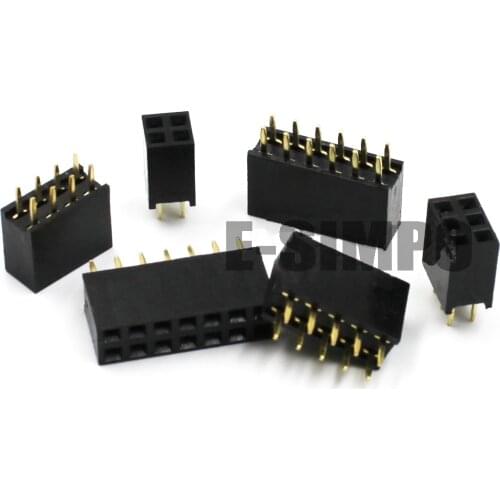 10pcs 2.54mm Double Row Female Header Straight Dual Row 0.1"Header Receptacle Socket Strip Plastic Height8.5mm Plastic Wide5mm