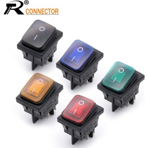 10PCS KCD4 Waterproof rocker switch with LED on/Off 20A/125V 16A/250V 4/6pin/feet with light silver contact copper foot