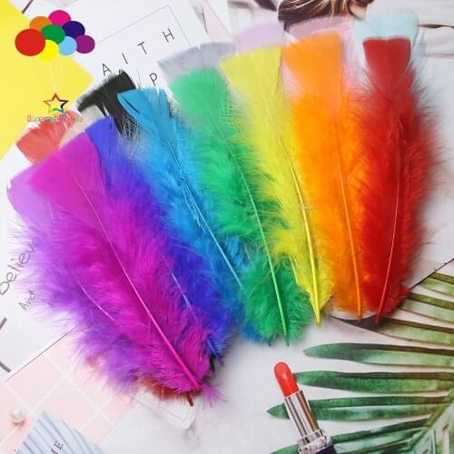 15 color Arts DIY Apparel Sewing Feather Long 12-20cm Natural Dyeing Turkey Accessories Flat feather headdress carnival