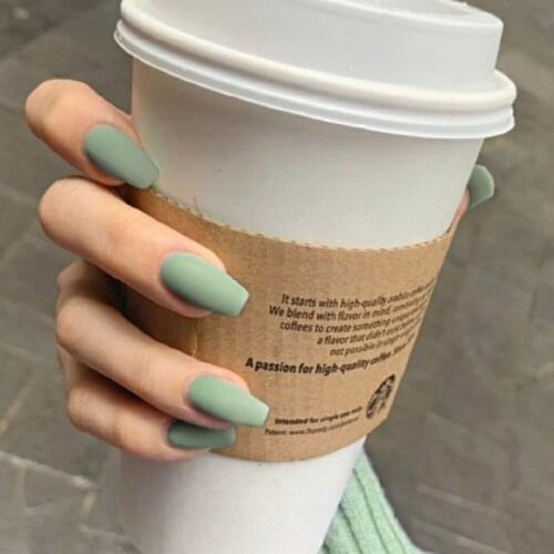 24pcs/box Suitable Girls Summer Decoration Pure Color Fake Nails press on Wearable Frosted Ballet Square Full Cover Fingernails