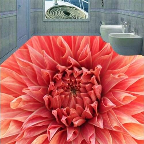 Beibehang custom background 3D three-dimensional flooring in full bloom Dahlia wear waterproof waterproof thick floor