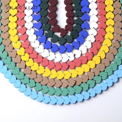 8mm Natural Stone 10 Colors Hematite Stone Rubber Love Heart Shape Beads For Jewelry Making Space Loose Beads Diy Bracelet 15"