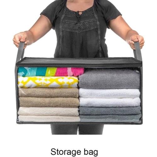 Large Capacity Clothing Storage Bag With Handle Folding Closure Storage Dustproof Home Storage Organizer Clothing Zipper Ba F7P7