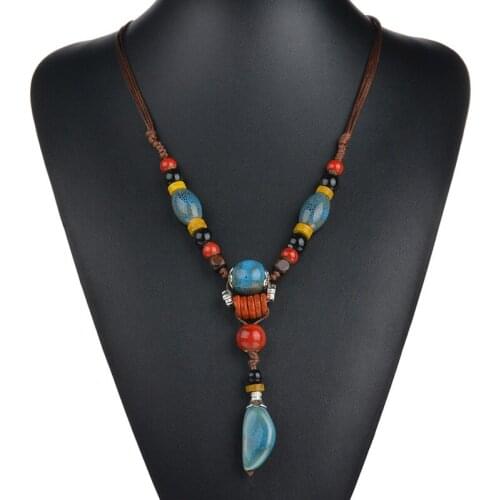 BUDROVKY Bohemian Multi Color Wood Beads Pendant Maxi Long Ethnic Statement Necklace For Women Collar Jewelry Accessories