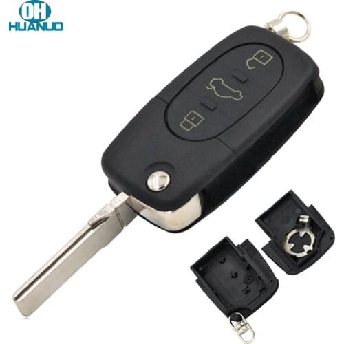 3 Button Flip Key Case Remote Key Shell Folding Smart Key Fob For Audi A3 A4 A6 A8 TT (Small Battery Position)