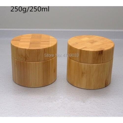 10pcs/pack Refillable Bottles Travel Face Cream Lotion Cosmetic Container Bamboo Empty Makeup Jar Pot 250g/250ml