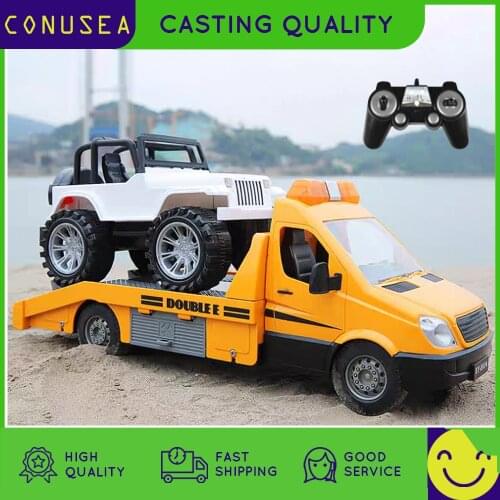 Double E E674 1/18 Rc Truck Tractor Trailer 2.4G Radio Controlled Car Traffic Police Road Wrecker Construction Vehicle Toy Boy