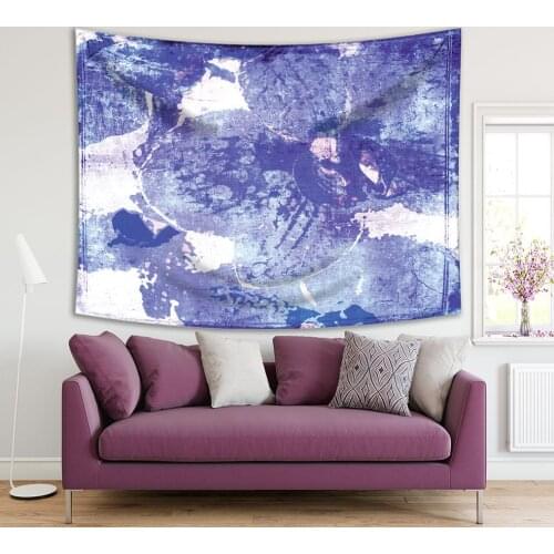 Tapestry Orchid Flowers Floral Patterns Retro Distressed Grunge Style Artwork Printed Purple White