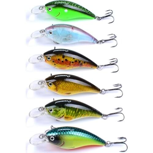 HiUmi 6pcs Fishing lure Exported to Japan 7.6cm Fishing Lure 10.18g Crankbait 6 color fishing tackle 8# Hook