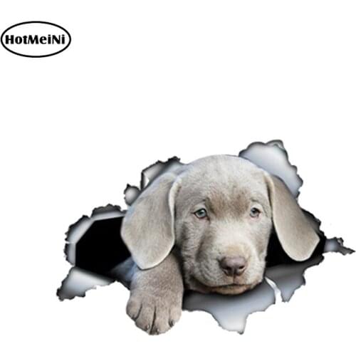 HotMeiNi 13cm x 8.5cm Silver Lab Puppy Car Sticker Torn Metal Decal Reflective Silver Labrador Stickers Pet Dog Vinyl Decals