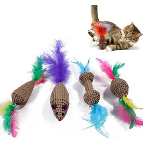 4pcs Cat Toys False Mouse Interactive Mini Funny Animal Playing Training Toys Faux Feather Catnip Cat Toy For Cats Kitten