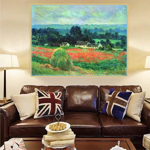 Canvas Oil Painting Claude Monet"Haystack At Giverny"Wall Aesthetic Western Art Decor Poster Backdrop Home Interior Decoration
