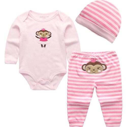 2020 autumn Baby Girl Bodysuits Newborn Cotton Long Sleeves Love printed baby girls clothes kids pants Infant hats Outfit sets