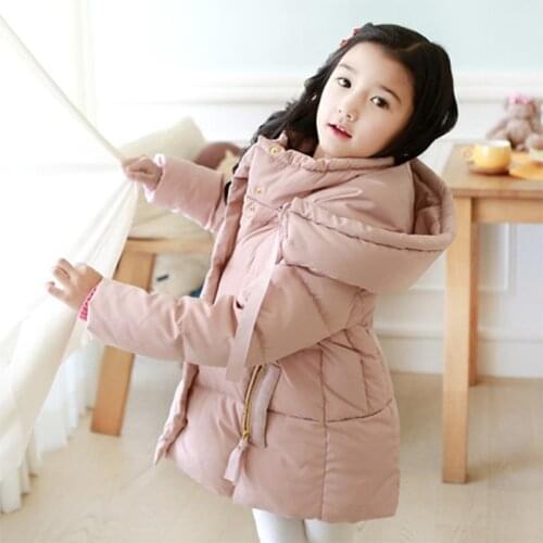 2018 Cold Winter Warm Thick Baby Child Girl Hoody Long Outerwear Duck Down & Parkas Jacket & Coat For Girls 100-150 cm