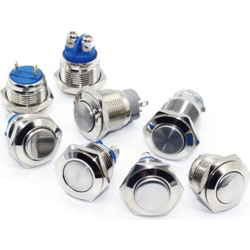 5A 250V Copper Antirust 2pin 3pin 16mm Screw Mount Electric Power Reset Latching Metal Push Button Lock switch Car Modify Switch