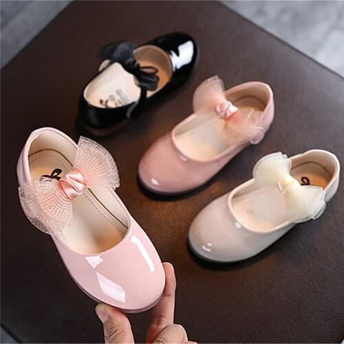 Baby Girl Fashion Cute Bowknot Casual Shoes 1-6Y Toddler Kids Children Spring Fall Casual Soft Sole PU Leather Shoes 2021 New