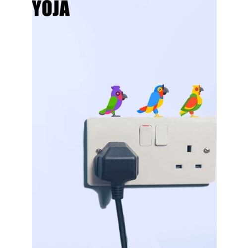 YOJA Cartoon Lovely Birds Parrot Decor Wall Switch Sticker Living Room Bedroom Colored Decals Personalized 10SS0369