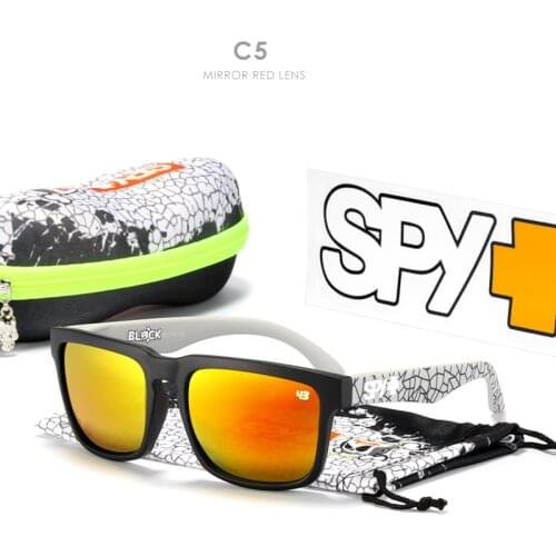 Mirrored red lens 2021 New men Square HD Polarized Sunglasses Fishing Reflective Coating UV400 With Case
