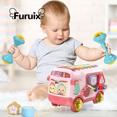 Musical Instrument Baby Rattles Mobiles Toys Xylophone Knock Piano Bus Beads Blocks Montessori Sensory Toys Music Training Toys