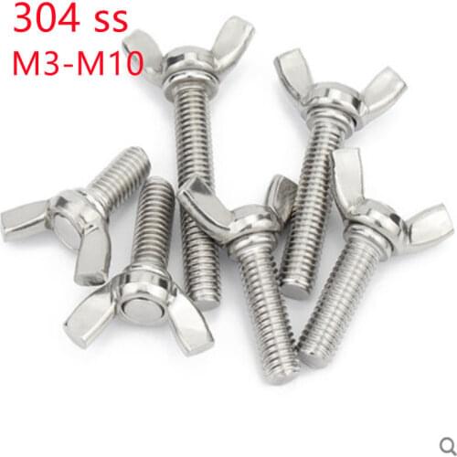10PCS M3 M4 M5 M6 Butterfly Bolt Wing Bolt Set Wing Nuts Claw Screw Thumbscrew Stainless Steel