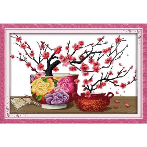 Joy Sunday Elegance Flower with Fragrance Counted Cross Stitch Kit 14CT 11CT Canvas Printed Embroidery Home Decor Needlework Set