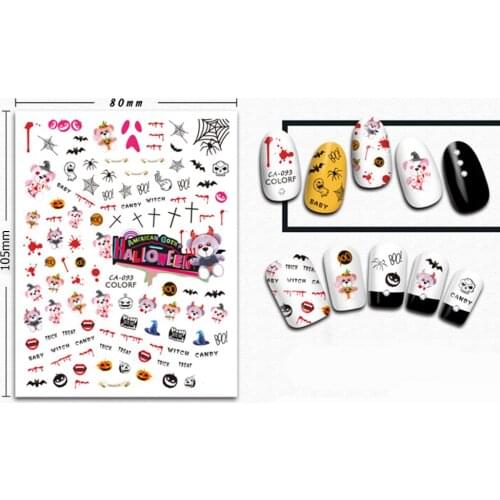 1 Sheet Nail Stickers Halloween Self-Adhesive Nail Art Sticker DIY Manicure Pumpkin Skull Decals Nail Art DIY Design Decoration
