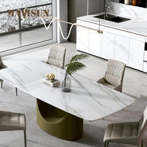 New Northern Europe Light luxury Custom Marble Table Rectangular Simple Modern Kitchen Furniture Dining Table With 6 Chairs