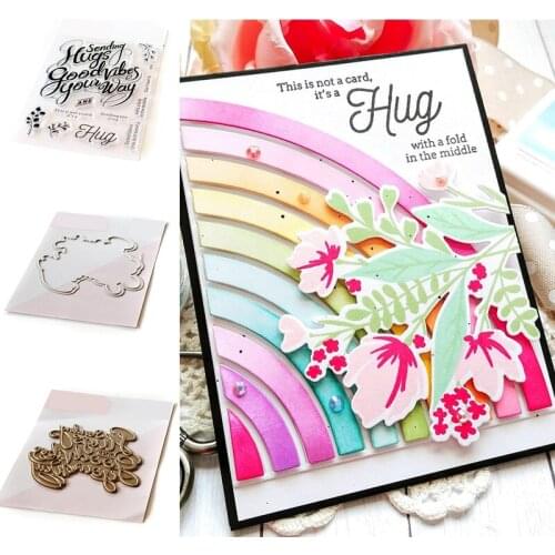 HUGS GOOD VIBES Grass Cutting Cutting Dies and Stamps and Hot Foil Scrapbook Diary Decoration Stencil Embossing Template Albums
