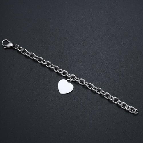 Wholesale price 316L stainless steel heart pendant charm bracelet fashion titanium steel chain bracelet for women wedding gift