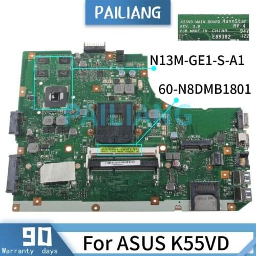 PAILIANG Laptop motherboard For ASUS K55VD Mainboard REV:3.0 N13M-GE1-S-A1 DDR3 TESTED