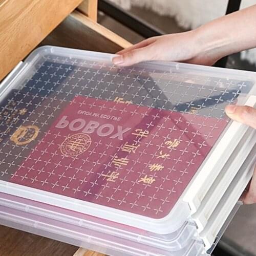 Thicken A4 Cover Transparent File Storage Box Clear Plastic Family Document Cases Desk Paper Organizers Office Supplies