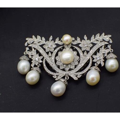 Freshwater pearl white DROP Vintage Brooch for woman gift Fashion Jewelry