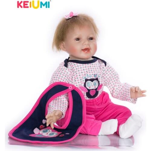 Realistic Smiling Reborn Boneca 55 cm Dolls Silicone Vinyl Newborn Dolls Kids XMAS Gifts Cloth Body Reborn Menina Bonecas