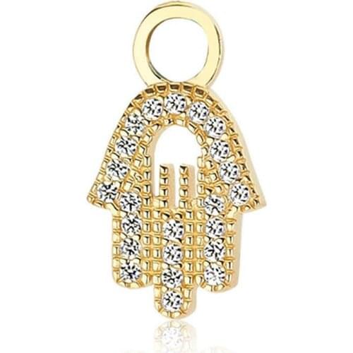Valori Jewels Tiny Hamsa, Zirconia White Gemstone, Gold Plated, Sterling Silver Earring Charm