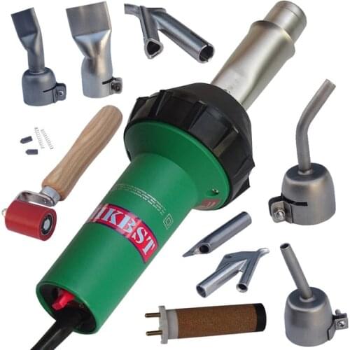 Hot Air Plastic Welder Welding Torch Tool gun + Speed Welding Nozzles tips+ pressure Rollers
