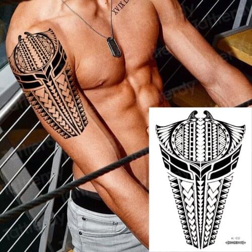 Tattoo decal stickers body tattoo sleeves for men black tribal tattoos shoulder arm chest temporary tattoo big boy fake tatoo