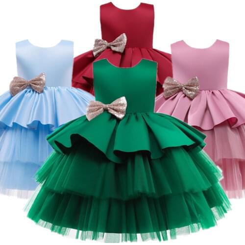Vintage Princess Dress Formal Party Kids Dresses for Girl Lace Ball Gown Wedding Evening Baby Girls Clothes Size 0-5 Years