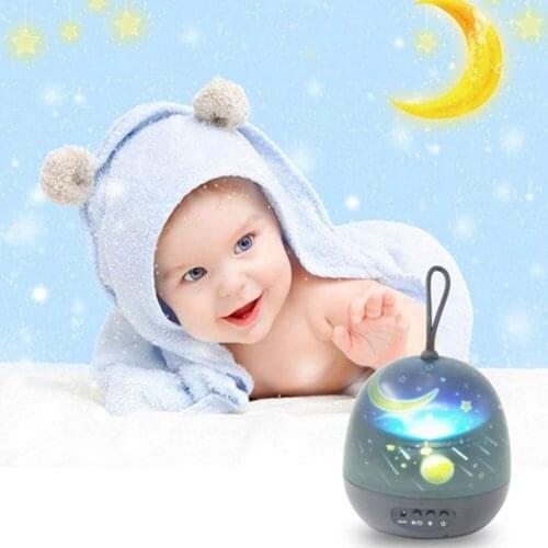 Star Moon Ocean Rotating Projection Lamp Colorful Starry Sky Projector Night Lights USB or Battery Control for Kids Baby Bedroom