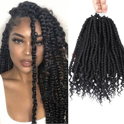 Bomb Twist Crochet Braids Pre-looped Passion Twist Crochet Hair Ombre Spring Twist Synthetic Braiding Hair Extensions 14 inch