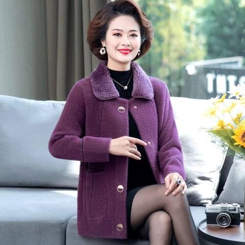 Women 2021 Autumn Winter Imitation Mink Cashmere Cardigan Female Elegant Casual Loose Plus Size Coat Lady Warm Short Jackets C82