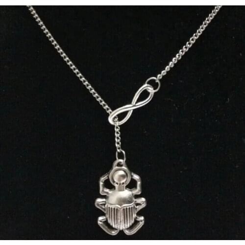 Fashion Glamor statement Necklace Women Lucky 8 Alloy Tibetan silver Infinity Egyptian Scarab Charms pendant Jewelry X67