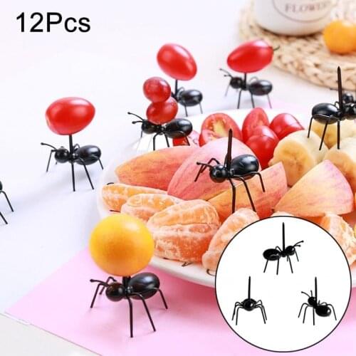 12pcs Animal Farm Ants Fruit Fork Mini Cartoon Children Food Fruit Party Decor